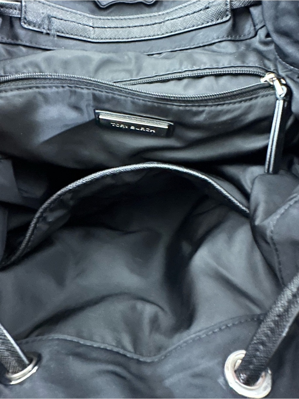 Tory Burch Virginia Flap Black Nylon Backpack - Picture 7 of 7
